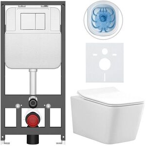 CERANO Kompletní WC set Basic/Forte bílá lesklá WC tlačítko Maxio/Bílá závěsné předstěnová instalace 51x36 CER-8050BD86123 obraz