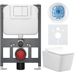 CERANO Kompletní WC set Basic/Forte bílá lesklá WC tlačítko Maxio/Bílá závěsné nízký modul předstěnová instalace 51x36 CER-8050BD86124 obraz