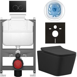 CERANO Kompletní WC set Basic/Forte černá matná WC tlačítko Dualo/Černá ovládání shora předstěnová instalace 51x36 CER-8050BD86380 obraz