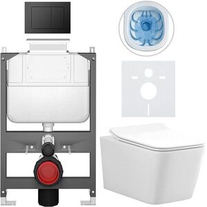 CERANO Kompletní WC set Basic/Forte bílá lesklá WC tlačítko Maxio/Černá ovládání shora předstěnová instalace 51x36 CER-8050BD86125 obraz