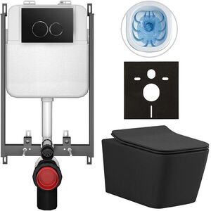 CERANO Kompletní WC set Basic/Forte černá matná WC tlačítko Dualo/Černá pro zazdění 51x36 CER-8050BD86381 obraz
