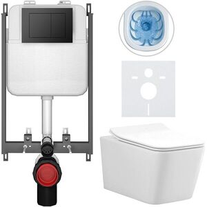 CERANO Kompletní WC set Basic/Forte bílá lesklá WC tlačítko Maxio/Černá pro zazdění 51x36 CER-8050BD86126 obraz