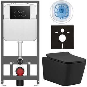 CERANO Kompletní WC set Basic/Forte černá matná WC tlačítko Dualo/Černá závěsné předstěnová instalace 51x36 CER-8050BD86383 obraz
