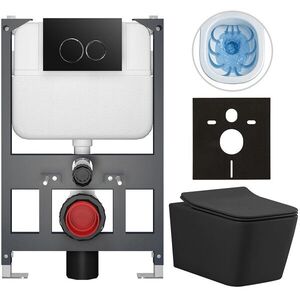 CERANO Kompletní WC set Basic/Forte černá matná WC tlačítko Dualo/Černá závěsné nízký modul předstěnová instalace 51x36 CER-8050BD86384 obraz