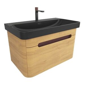 Koupelnová skříňka s umyvadlem SAT Fusion 77, 5x43x45 cm dub medový mat SATFUSION80DMBKMBA SATFUSION80DMBKMBA obraz