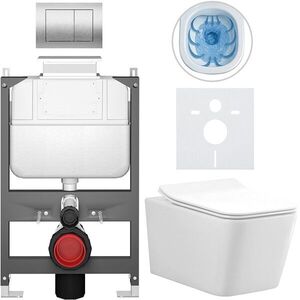 CERANO Kompletní WC set Basic/Forte bílá lesklá WC tlačítko Maxio/Stříbrná ovládání shora předstěnová instalace 51x36 CER-8050BD86130 obraz