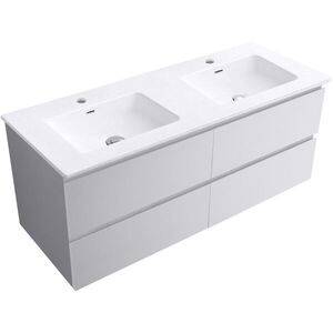 CERANO Koupelnová skříňka Carole bílá matná + keramické dvojumyvadlo Novo bílá lesklá 121x49, 5x46, 5 CER-979861 obraz