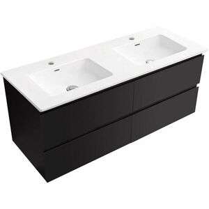 CERANO Koupelnová skříňka Carole černá matná + keramické dvojumyvadlo Novo bílá lesklá 121x49, 5x46, 5 CER-979862 obraz