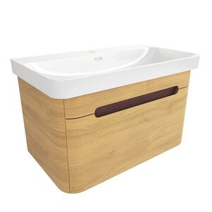 Koupelnová skříňka s umyvadlem SAT Fusion 77, 5x43x45 cm dub medový mat SATFUSION80DMU SATFUSION80DMU obraz