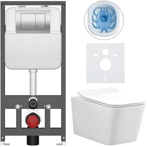 CERANO Kompletní WC set Basic/Forte bílá lesklá WC tlačítko Maxio/Stříbrná závěsné předstěnová instalace 51x36 CER-8050BD86133 obraz