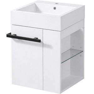 CERANO Koupelnová skříňka Esme bílá matná + umyvadlo z lit. mramoru bílá matná 45x62, 5x45 CER-999979 obraz