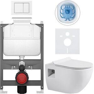 CERANO Kompletní WC set Basic/Dure bílá lesklá WC tlačítko Maxio/Bílá ovládání shora předstěnová instalace 51x35 CER-8050BD85881 obraz