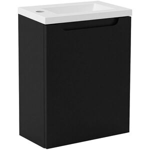 CERANO Umyvadlová skříňka pro WC Sora černá matná + umyvadlo z lit. mramoru bílá matná 40x57, 5x22 CER-999983 obraz