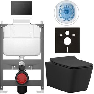 CERANO Kompletní WC set Basic/Forte černá matná WC tlačítko Maxio/Černá ovládání shora předstěnová instalace 51x36 CER-8050BD86395 obraz