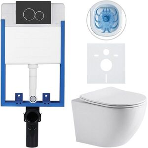 CERANO Kompletní WC set Profi/Cesso bílá lesklá WC tlačítko Duo/Černá matná pro zazdění 49x36 CER-8050BD84208 obraz