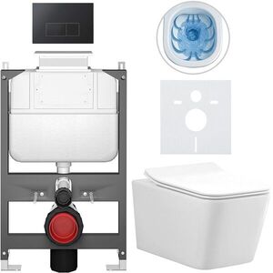 CERANO Kompletní WC set Basic/Forte bílá lesklá WC tlačítko Modulo/Černá ovládání shora předstěnová instalace 51x36 CER-8050BD86140 obraz