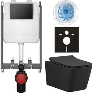 CERANO Kompletní WC set Basic/Forte černá matná WC tlačítko Maxio/Černá pro zazdění 51x36 CER-8050BD86396 obraz