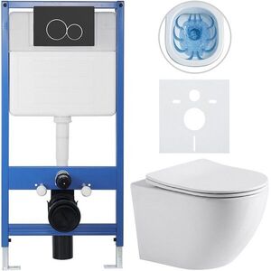CERANO Kompletní WC set Profi/Cesso bílá lesklá WC tlačítko Duo/Černá matná předstěnová instalace 49x36 CER-8050BD84209 obraz