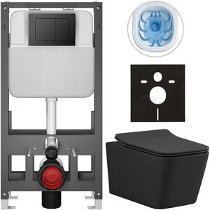 CERANO Kompletní WC set Basic/Forte černá matná WC tlačítko Maxio/Černá volně stojící předstěnová instalace 51x36 CER-8050BD86397 obraz