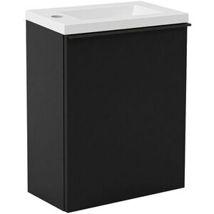 CERANO Umyvadlová skříňka pro WC Zola černá matná + umyvadlo z lit. mramoru bílá matná 40x55x23, 5 CER-999986 obraz