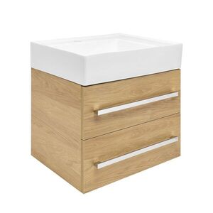 Koupelnová skříňka s umyvadlem SAT Cube Way 60x53x46 cm dub Hickory mat CUBE46602DHSATCW CUBE46602DHSATCW obraz