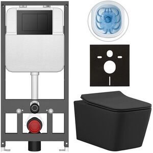 CERANO Kompletní WC set Basic/Forte černá matná WC tlačítko Maxio/Černá závěsné předstěnová instalace 51x36 CER-8050BD86398 obraz