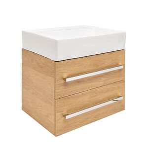 Koupelnová skříňka s umyvadlem SAT Cube Way 60x53x46 cm dub Hickory mat CUBE46602DHSATCWL CUBE46602DHSATCWL obraz