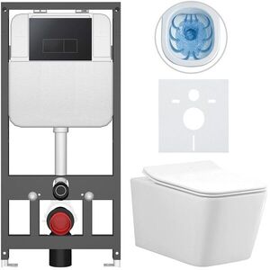 CERANO Kompletní WC set Basic/Forte bílá lesklá WC tlačítko Modulo/Černá závěsné předstěnová instalace 51x36 CER-8050BD86143 obraz