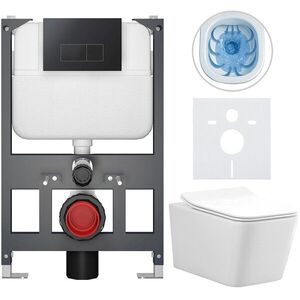 CERANO Kompletní WC set Basic/Forte bílá lesklá WC tlačítko Modulo/Černá závěsné nízký modul předstěnová instalace 51x36 CER-8050BD86144 obraz