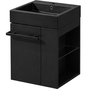 CERANO Koupelnová skříňka Esme černá matná + umyvadlo z lit. mramoru černá matná 45x62, 5x45 CER-999990 obraz