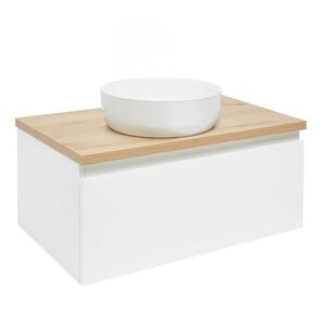 Koupelnová skříňka s krycí deskou SAT B-WAY 79x30x45 cm bílá lesk BWAY80WDOAK BWAY80WDOAK obraz