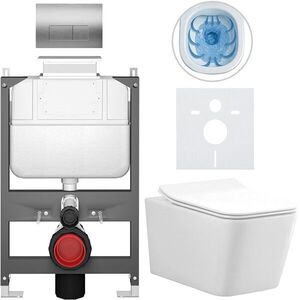 CERANO Kompletní WC set Basic/Forte bílá lesklá WC tlačítko Modulo/Stříbrná ovládání shora předstěnová instalace 51x36 CER-8050BD86145 obraz
