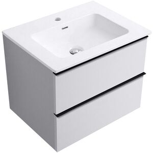 CERANO Koupelnová skříňka Velora bílá matná, úchytka černá + keramické umyvadlo Novo bílá lesklá 71x54, 5x46, 5 CER-979875 obraz
