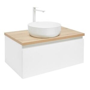 Koupelnová skříňka s krycí deskou SAT B-WAY 79x30x45 cm bílá lesk BWAY80WDOAKU2B BWAY80WDOAKU2B obraz