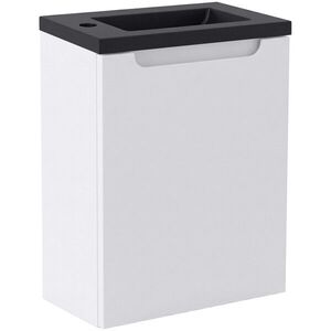 CERANO Umyvadlová skříňka pro WC Sora bílá matná + umyvadlo z lit. mramoru černá matná 40x57, 5x22 CER-999992 obraz