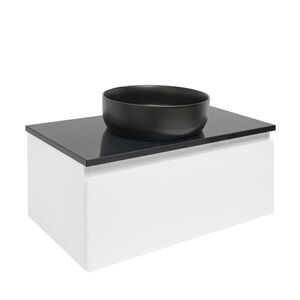 Koupelnová skříňka SAT B-WAY 79x30x45 cm bílá lesk s krycí deskou v černé barvě BWAY80WTK BWAY80WTK obraz
