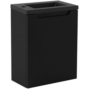 CERANO Umyvadlová skříňka pro WC Sora černá matná + umyvadlo z lit. mramoru černá matná 40x57, 5x22 CER-999993 obraz