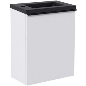 CERANO Umyvadlová skříňka pro WC Zola bílá matná + umyvadlo z lit. mramoru černá matná 40x55x23, 5 CER-999995 obraz