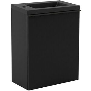 CERANO Umyvadlová skříňka pro WC Zola černá matná + umyvadlo z lit. mramoru černá matná 40x55x23, 5 CER-999996 obraz
