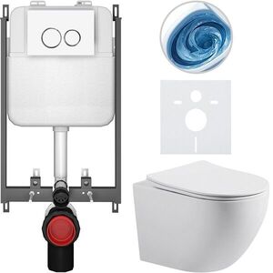 CERANO Kompletní WC set Basic/Cesso bílá matná WC tlačítko Dualo/Bílá pro zazdění 49x36 CER-8050BD86151 obraz