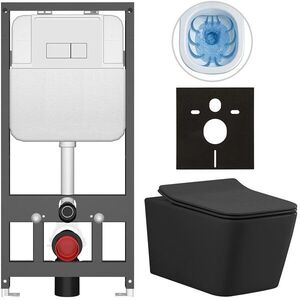 CERANO Kompletní WC set Basic/Forte černá matná WC tlačítko Modulo/Bílá závěsné předstěnová instalace 51x36 CER-8050BD86408 obraz