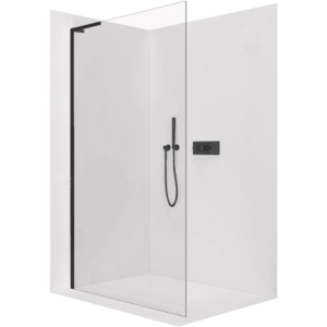 CERANO Sprchová zástěna Walk-in Onyx L-levá vzpěra 8 mm černá matná, transparentní sklo 140x200 CER-8050BD784 obraz