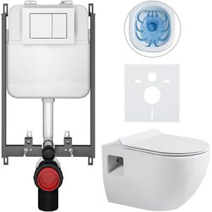 CERANO Kompletní WC set Basic/Dure bílá lesklá WC tlačítko Maxio/Bílá pro zazdění 51x35 CER-8050BD85899 obraz