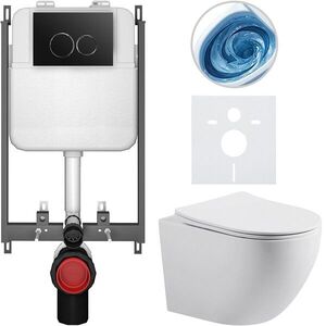 CERANO Kompletní WC set Basic/Cesso bílá matná WC tlačítko Dualo/Černá pro zazdění 49x36 CER-8050BD86156 obraz