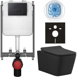 CERANO Kompletní WC set Basic/Forte černá matná WC tlačítko Modulo/Černá pro zazdění 51x36 CER-8050BD86411 obraz