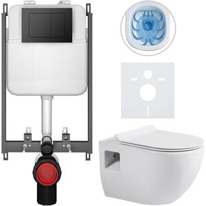 CERANO Kompletní WC set Basic/Dure bílá lesklá WC tlačítko Maxio/Černá pro zazdění 51x35 CER-8050BD85902 obraz