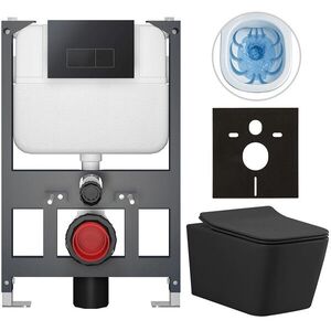 CERANO Kompletní WC set Basic/Forte černá matná WC tlačítko Modulo/Černá závěsné nízký modul předstěnová instalace 51x36 CER-8050BD86414 obraz