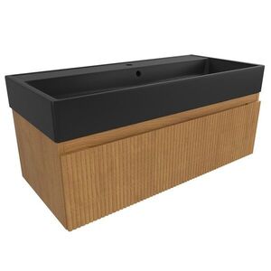 Koupelnová skříňka s umyvadlem SAT Evolution 98x30x44, 5 cm dub medový mat SATEVO100DMU2B SATEVO100DMU2B obraz