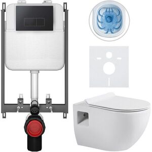 CERANO Kompletní WC set Basic/Dure bílá lesklá WC tlačítko Modulo/Černá pro zazdění 51x35 CER-8050BD85903 obraz