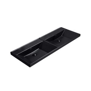 Nábytkové dvojumyvadlo SAT B-Way 121x46 cm černá matná dva otvory pro baterii SATBW212046BKM SATBW212046BKM obraz